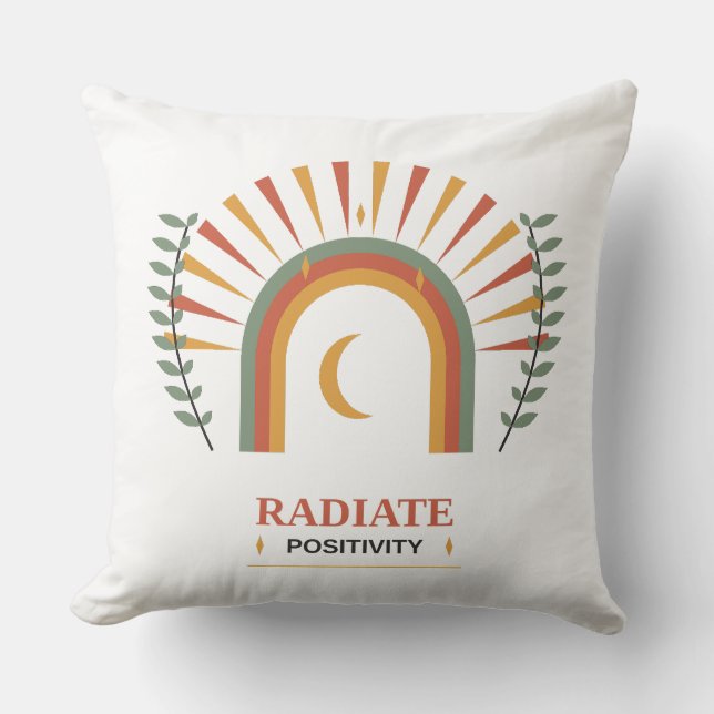 Utsända Positivitet Boho Celestial Sol Måne Botani Kudde (Framsida)