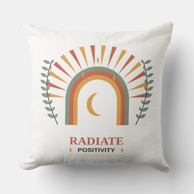 Utsända Positivitet Boho Celestial Sol Måne Botani Kudde (Framsida)