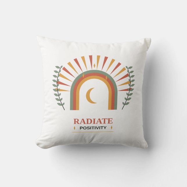 Utsända Positivitet Boho Celestial Sol Måne Botani Kudde (Framsida)
