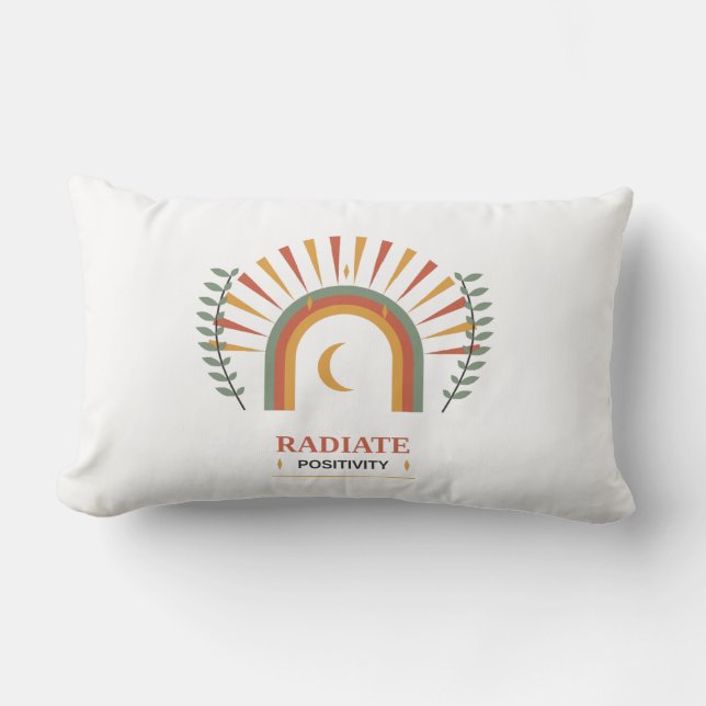 Utsända Positivitet Boho Celestial Sol Måne Botani Lumbarkudde (Framsida)