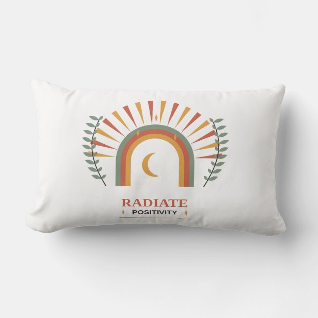 Utsända Positivitet Boho Celestial Sol Måne Botani Lumbarkudde (Framsida)