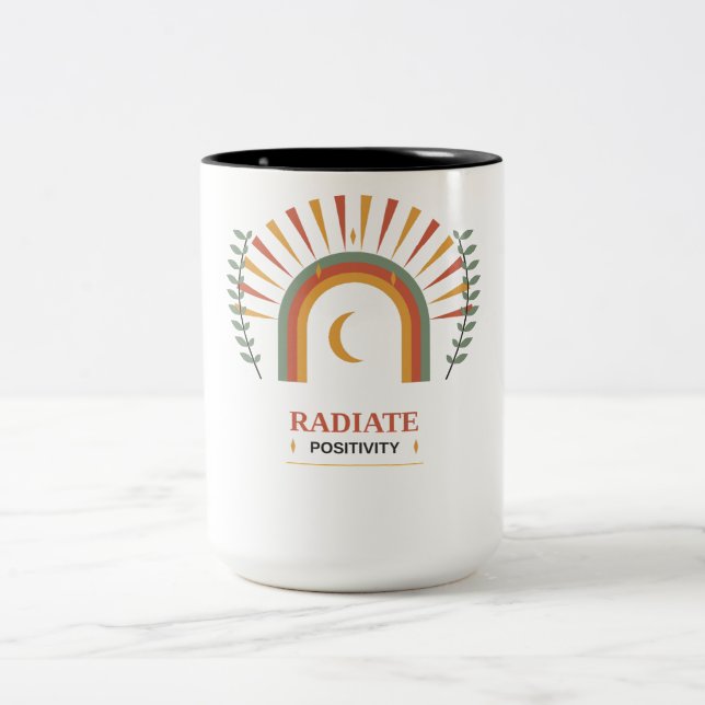 Utsända Positivitet Boho Celestial Sol Måne Botani Två-Tonad Mugg (Center)