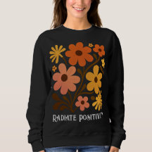 Utsända Positivitet Retro 70-tal Floral Boho Svart