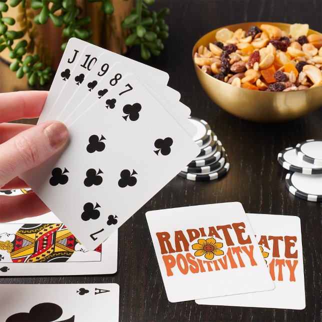 Utsända Positivitet Retro Blomma Smiley Casinokort (Skapare uppladdad)