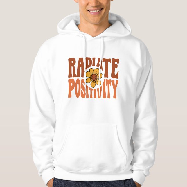 Utsända Positivitet Retro Blomma Smiley Hoodie (Framsida)