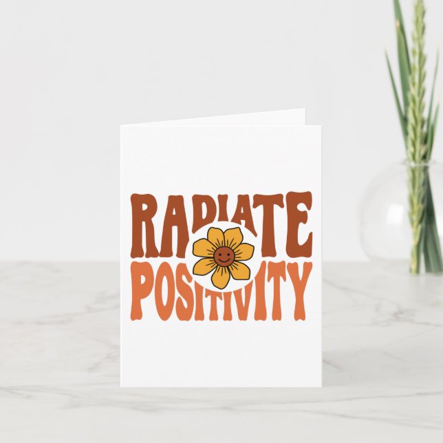 Utsända Positivitet Retro Blomma Smiley Kort (Framsida)