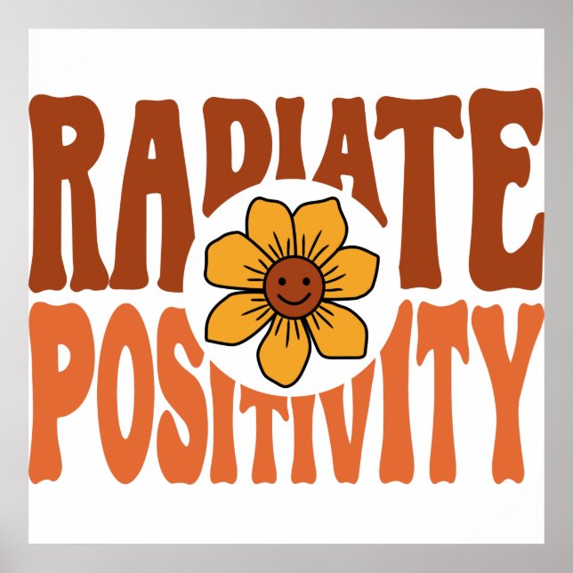 Utsända Positivitet Retro Blomma Smileys Poster (Framsidan)