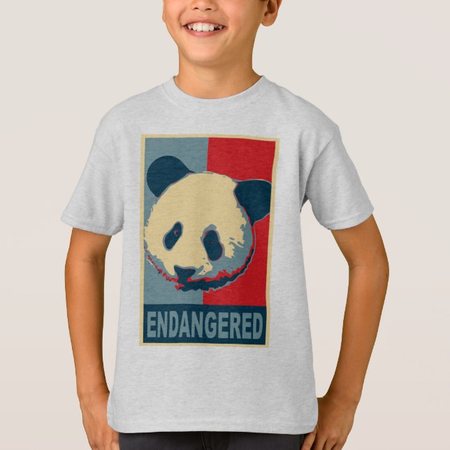 Utsatt för fara design för Pandapopkonst Tee Shirt (Framsida)