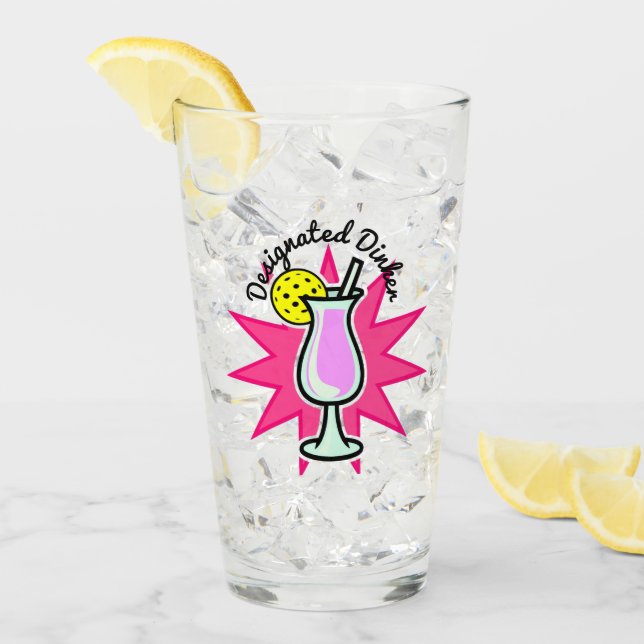 Utsedd dinker - Rosa Cocktail med Pickleball Glaskopp (Framsida Ice)