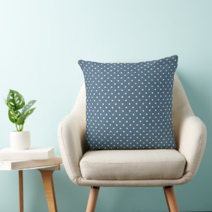 Utseende av blå jeans denim vita prickar kudde