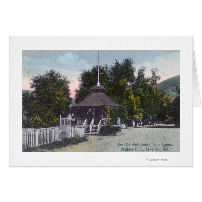 Utsidan av det gamla brunnshuset vid Blue Sjö Hälsningskort (Framsidan Horizontal)