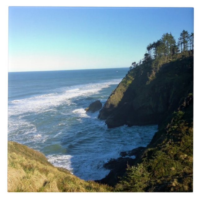 Utsikt från North Head Lighthouse, Washington Kakelplatta (Framsidan)