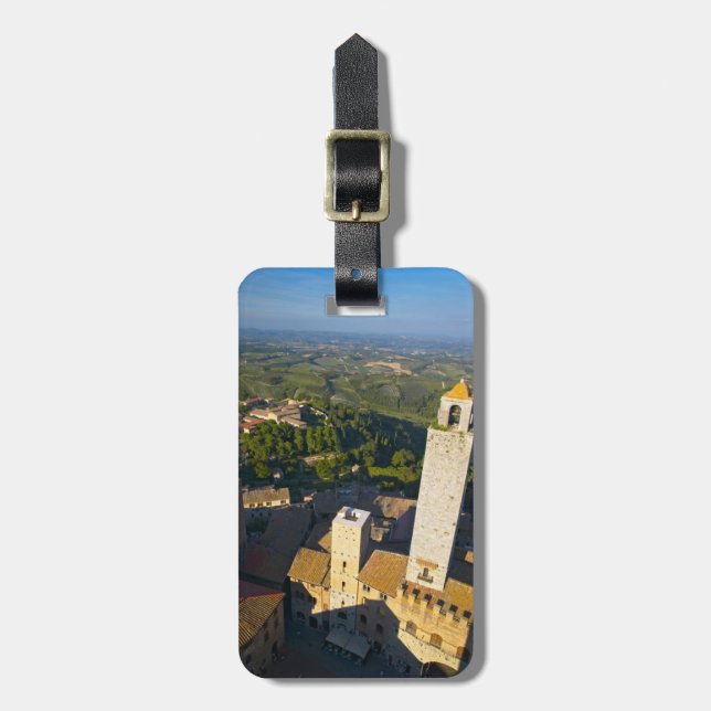 Utsikt från torn, San Gimignano, Siena, Toscana Bagagebricka (Vertikal Framsida)