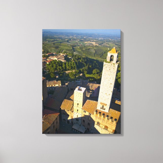Utsikt från torn, San Gimignano, Siena, Toscana Canvastryck (Framsida)
