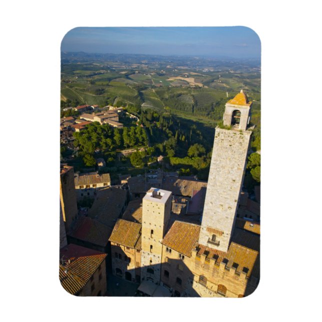Utsikt från torn, San Gimignano, Siena, Toscana Magnet (Vertikal)