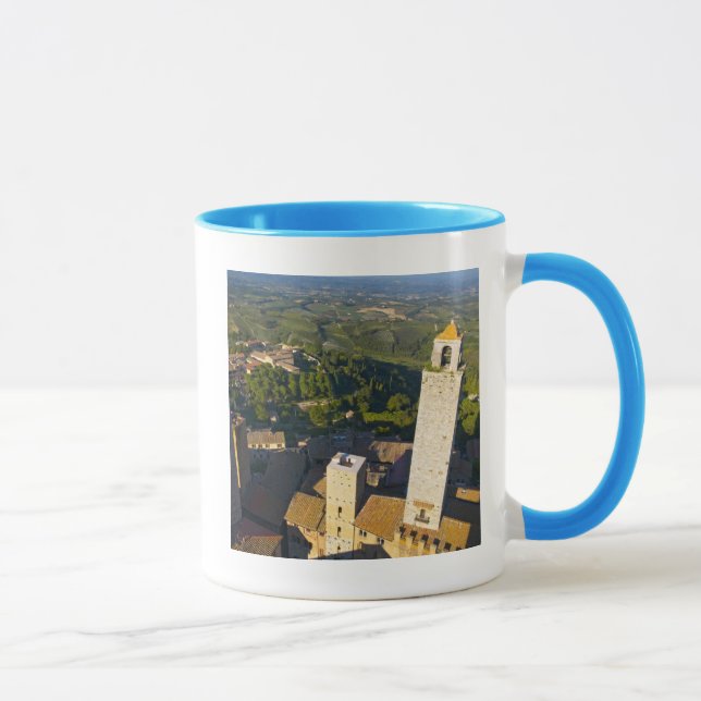 Utsikt från torn, San Gimignano, Siena, Toscana Mugg (Höger)