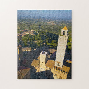 Utsikt från torn, San Gimignano, Siena, Toscana Pussel
