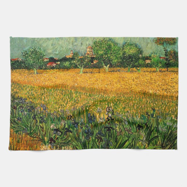 Utsikt över Arles med irisar av Vincent van Gogh Kökshandduk (Horisontell)