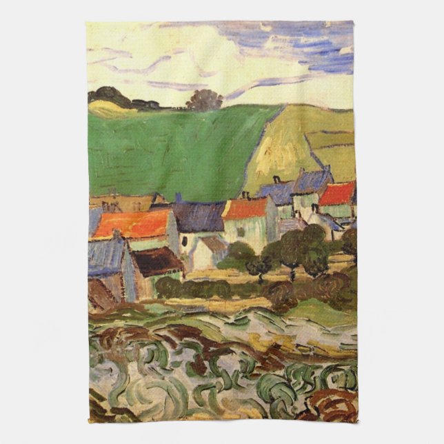 Utsikt över Auvers av Vincent van Gogh Kökshandduk (Vertikal)