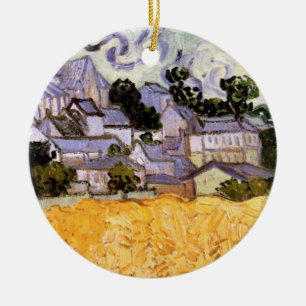 Utsikt över Auvers med kyrka av Vincent van Gogh Julgransprydnad Keramik
