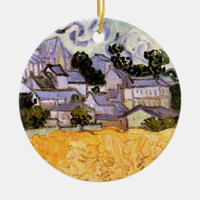 Utsikt över Auvers med kyrka av Vincent van Gogh Julgransprydnad Keramik (Framsidan)