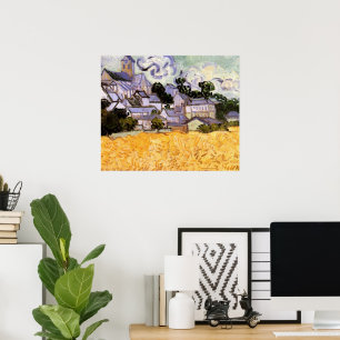 Utsikt över Auvers med kyrka av Vincent van Gogh Poster