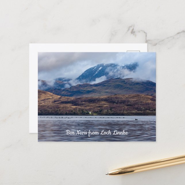 Utsikt över Ben Nevis från Loch Linnhe, Skottland Vykort (Fram/Back In Situ)