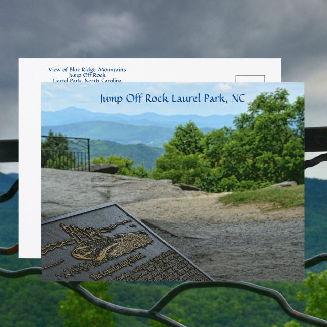 Utsikt över Blue Ridge Mountains Jump Off Rock NC Vykort (Skapare uppladdad)