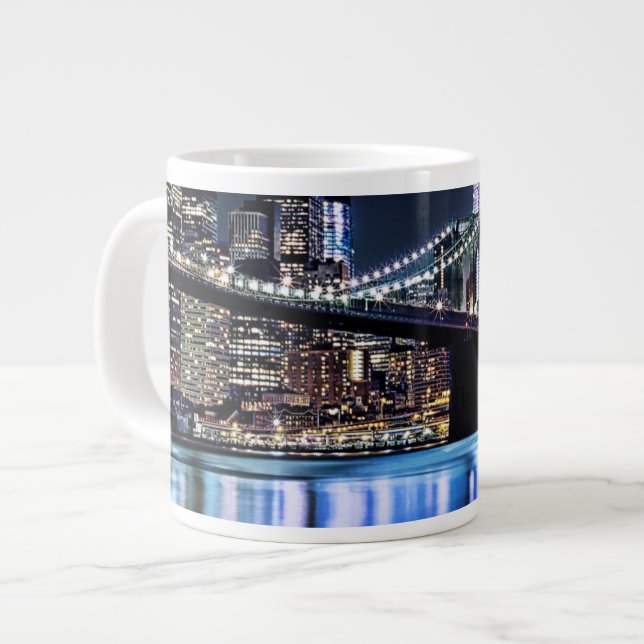 Utsikt över Brooklyn-brons spegling i New York Jumbo Mugg (Framsida vänster)