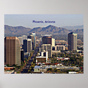 Utsikt över centrala Phoenix, Arizona Poster