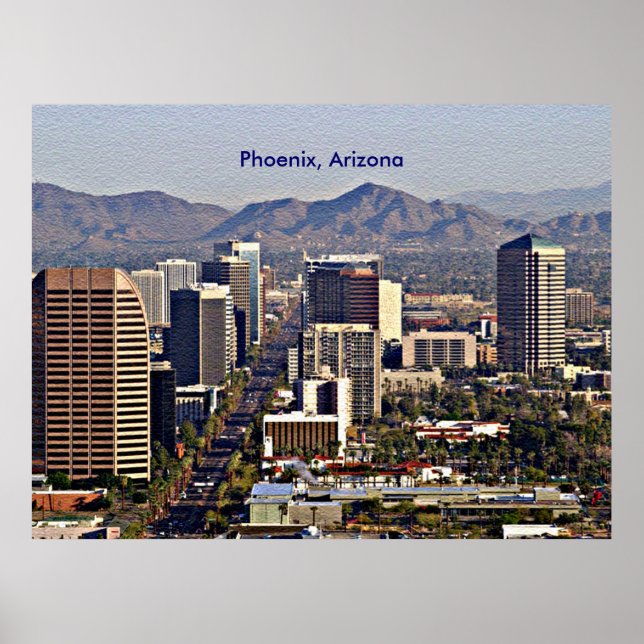Utsikt över centrala Phoenix, Arizona Poster (Framsidan)