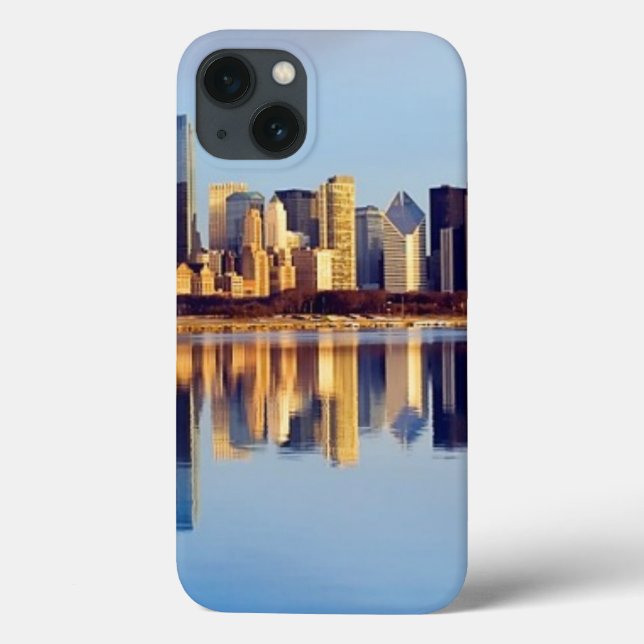 Utsikt över Chicagos skyline med reflektion (Baksida)