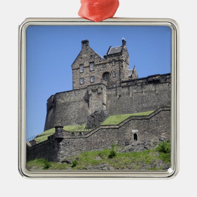 Utsikt över Edinburgh Castle, Edinburgh, Skottland Julgransprydnad Metall (Framsidan)