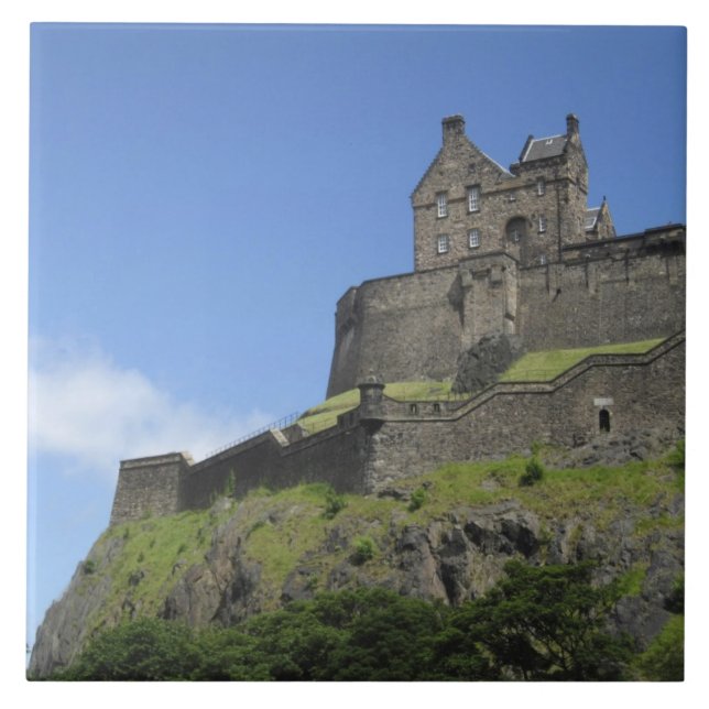Utsikt över Edinburgh Castle, Edinburgh, Skottland Kakelplatta (Framsidan)