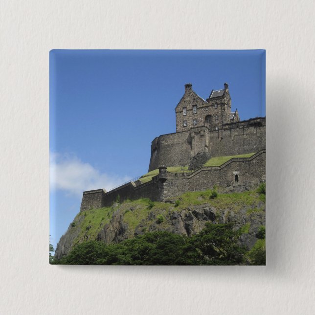Utsikt över Edinburgh Castle, Edinburgh, Skottland Knapp (Framsida)