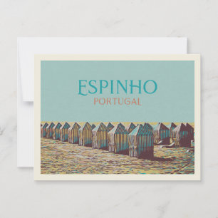 Utsikt över Espinhos strandstugor, Portugal Vykort