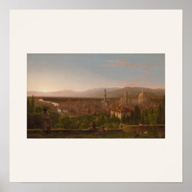 Utsikt över Florens av Thomas Cole - Square Art Poster (Framsidan)