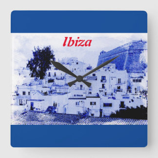 Utsikt över gamla Ibiza på väggklocka