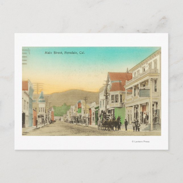 Utsikt över Main Street, hästdroska Vykort (Framsida)