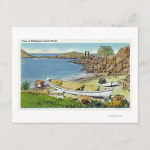 Utsikt över Monhegan Island, strand scen Vykort