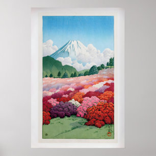 Utsikt över Mt. Fuji från en Azalea-trädgård av Ka Poster