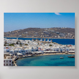 Utsikt över Mykonos Grekland Poster
