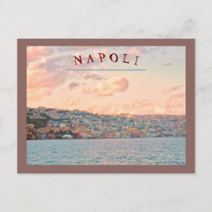 UTSIKT ÖVER NAPOLI/NAPLES, ITALIEN SOLNEDGÅNG FRÅN VYKORT