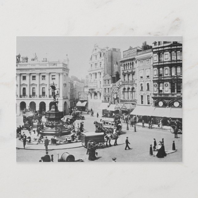 Utsikt över Piccadilly Circus, c. 1900 Vykort (Framsida)