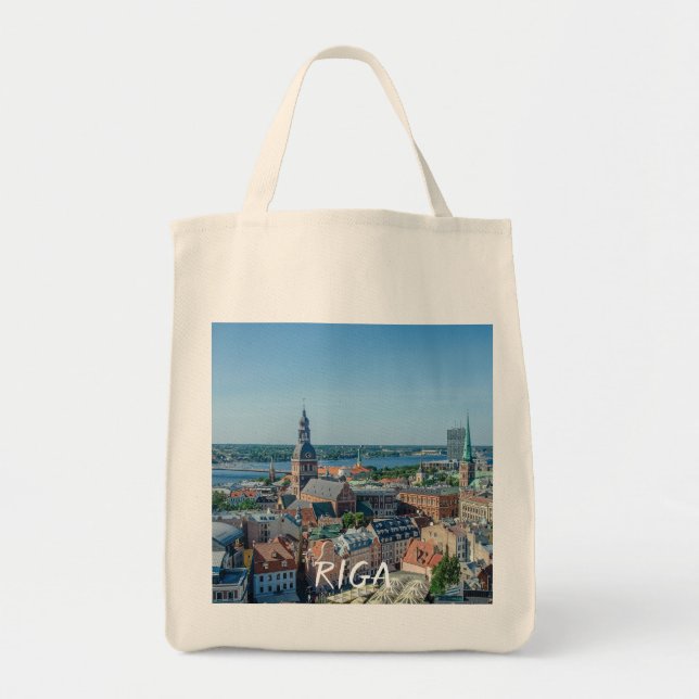 Utsikt över Riga city centrum från ovan Tygkasse (Framsidan)