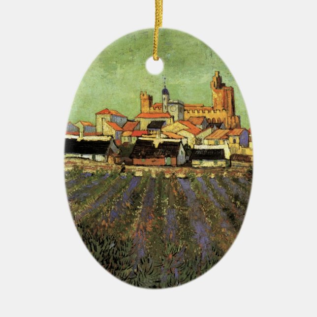 Utsikt över Saintes Maries av Vincent van Gogh Julgransprydnad Keramik (Framsidan)