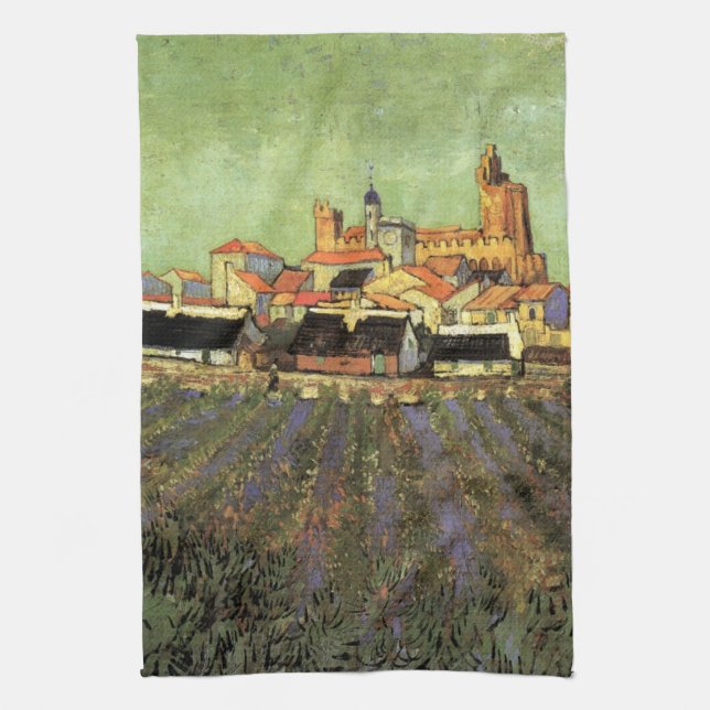Utsikt över Saintes Maries av Vincent van Gogh Kökshandduk (Vertikal)
