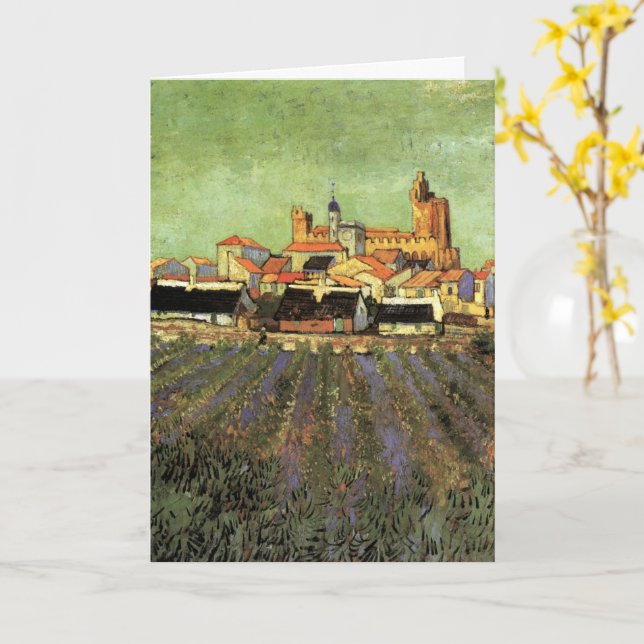 Utsikt över Saintes Maries av Vincent van Gogh Kort (Gul blomma)