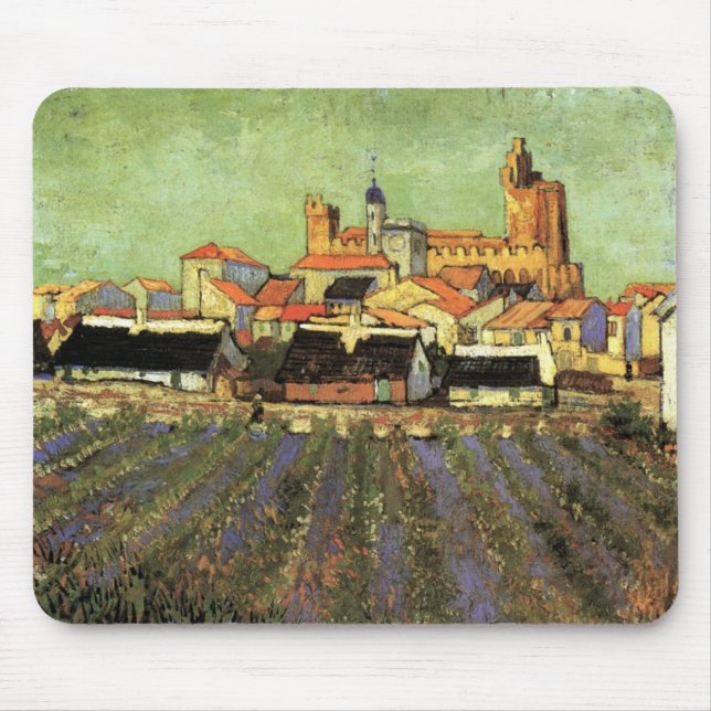 Utsikt över Saintes Maries av Vincent van Gogh Musmatta (Framsidan)
