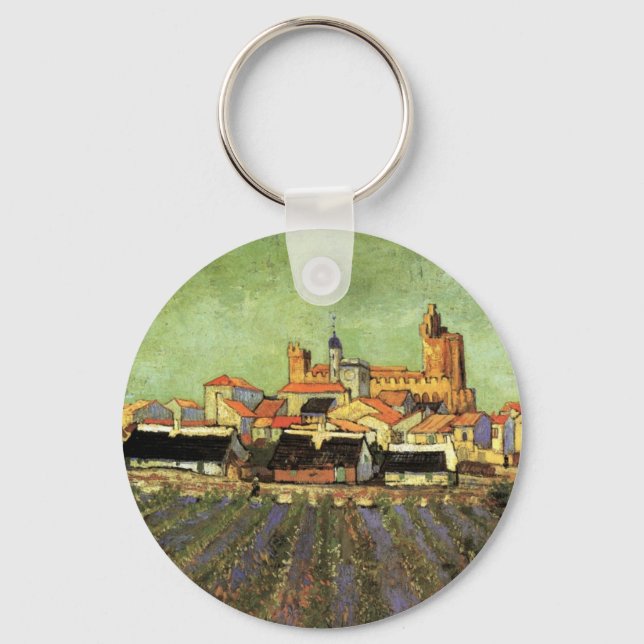 Utsikt över Saintes Maries av Vincent van Gogh Nyckelring (Framsida)